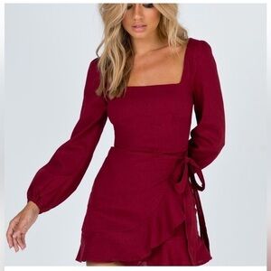 Princess Polly The Villa Mini Dress in Burgundy